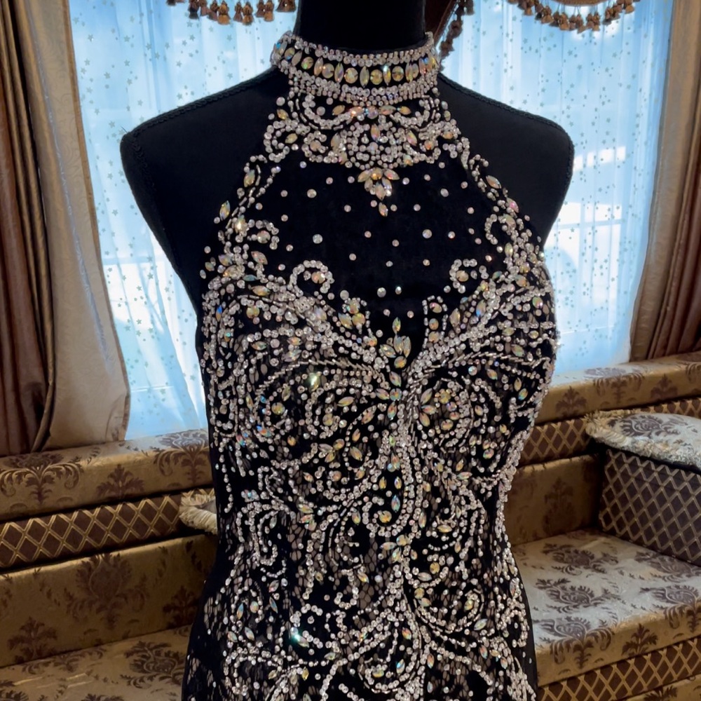 Black beaded dress, size 10